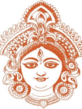 Tanrıça Durga Maa veya Kali Mata Düzenlenebilir Vektör Çizimi Çizimi
