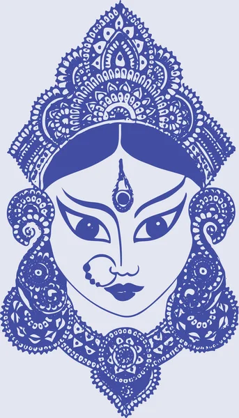 Zeichnung Oder Skizze Der Göttin Durga Maa Oder Kali Mata — Stockvektor