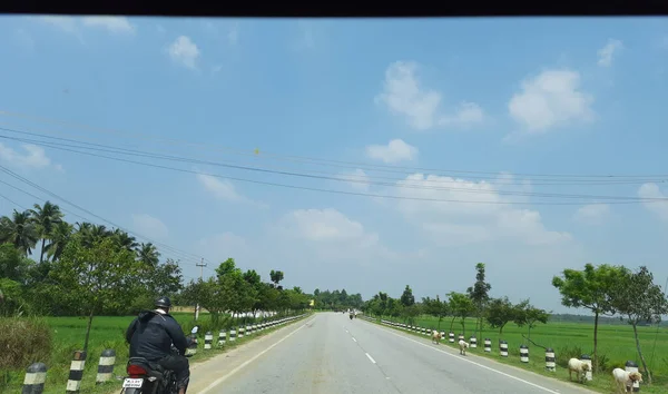 Maddur Karnataka India Oct 2020 Krásný Výhled Silnici Vesnici Zemědělským — Stock fotografie