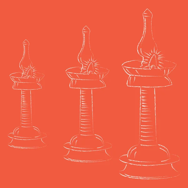 Desenho Esboço Ilustração Esboço Editável Lâmpada Óleo Tradicional Metálica Indiana — Vetor de Stock