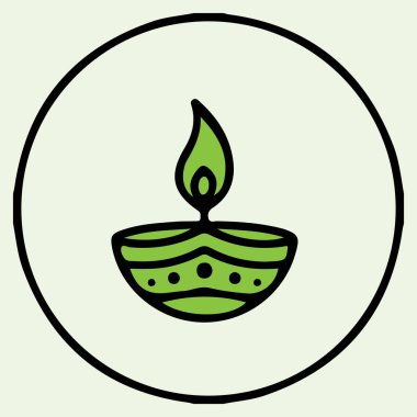 Geleneksel El Yapımı Diya veya Yağ Lambasının Çizimi veya Çizimi Düzenlenebilir Resim