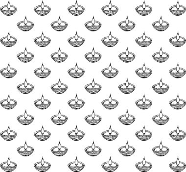 Geleneksel Hint Yağı Diya veya Lamba Desenleri Çizimi veya Çizimi Düzenlenebilir Çizim