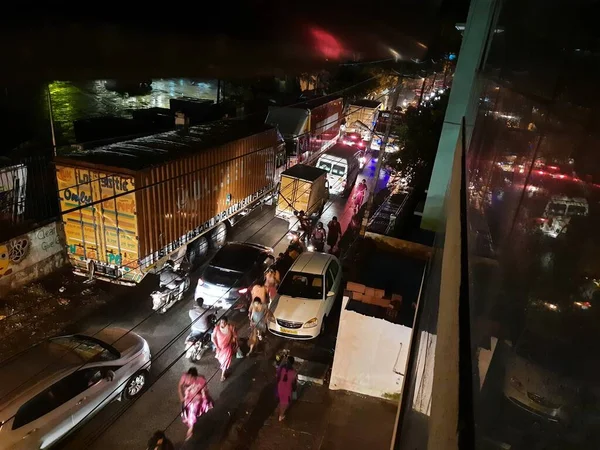 Bangalore Karnataka Índia Nov 2020 Vista Noturna Bonita Yelachenahalli Linha — Fotografia de Stock