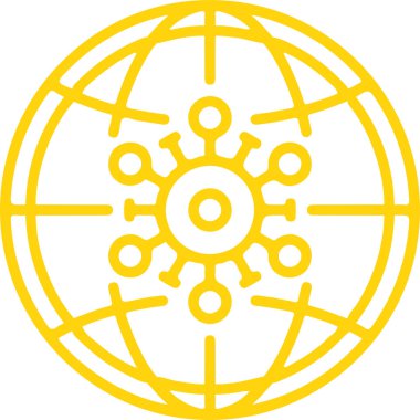 Corona Virüsü İşaretinin çizimi veya çizimi ve Corona Virüsü, İnsan Grubu, Enfeksiyonlar vs. gibi semboller, düzenlenebilir çizim çizimi