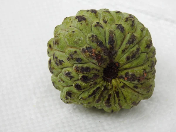 Closeup Green Color Indian Sugar Apple Sitaphal Fruit Isolated White — Stock Photo, Image