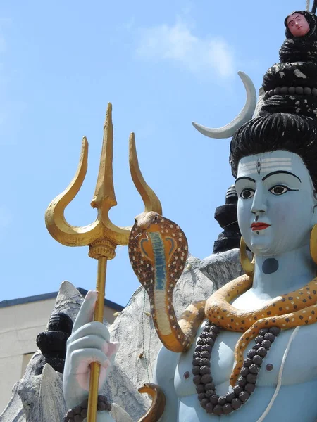 Primer Plano Del Dios Hindú Hermoso Señor Shiva Estatua Parte — Foto de Stock