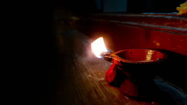 Schöne Aussicht Auf Traditionelle Handgemachte Lehm Oder Sand Diya Lampen — Stockfoto