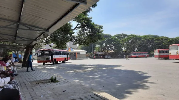 Maddur Karnataka India Nov 2020 Close Van Ksrtc Bus Stand — Stockfoto