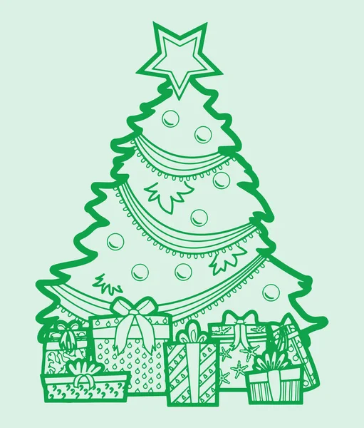 Sketch Merry Christmas New Year Design Element Outline Silhouet Bewerkbare — Stockvector