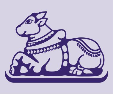 Hindu tanrısı Lord Shiva Araç Nandi 'nin ya da Basava Ana Hattı Düzenlenebilir Resimlerinin çizimi ya da çizimi