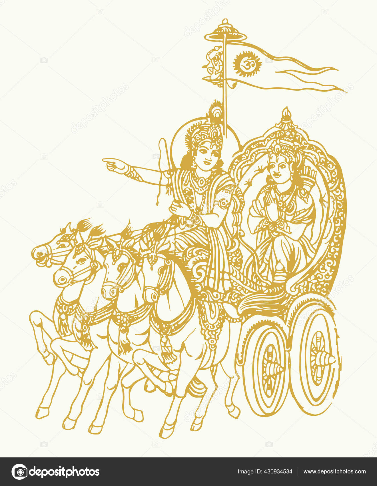 Drawing Sketch Lord Krishna Telling Bhagavad Gita Arjuna Kurukshetra War  Stock Vector Image by ©manjunaths88@ #430934534