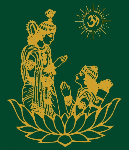 Lord Krishna 'nın çizimi ya da çizimi Bhagavad Gita' ya Kurukshetra 'daki savaş alanında Arjuna' ya At Arabası Düzenlenebilir Çizimi