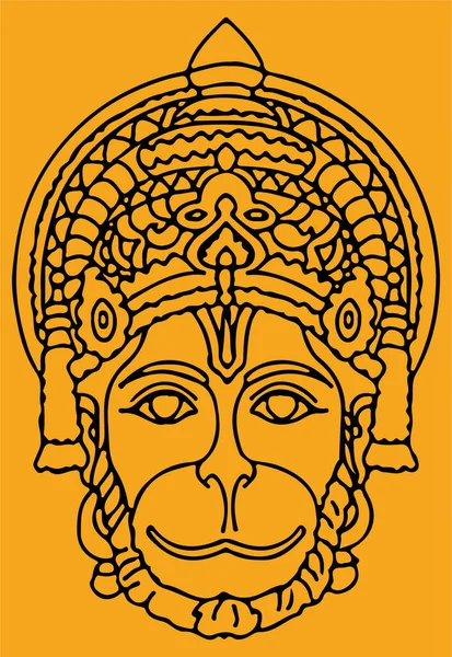 Drawing Sketch Indian Powerful Strong God Lord Hanuman Aanjaneya Closeup — Stock Photo, Image