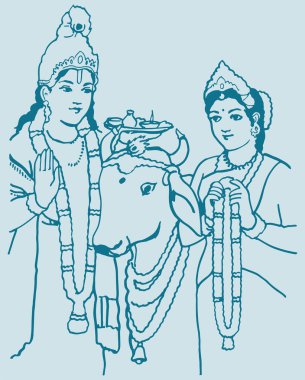 Lord Krishna ve Radha 'nın Gau Puja Tasviri' ni çizmesi veya çizmesi düzenlenebilir.