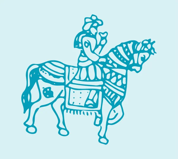 Desenho Esboço Noivo Sentado Acima Cavalo Vindo Para Salão Casamento —  Vetores de Stock