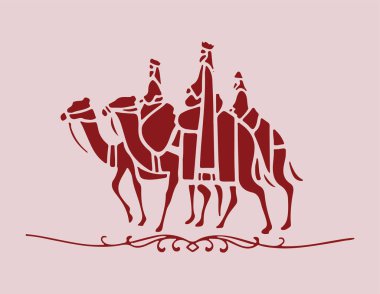 Evlenme sırasında Deve 'in üzerinde oturan damat çizimi veya çizimi Düzenlenebilir Çizim Çizimi