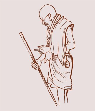 Hindistan 'ın Babası' nın ya da Mahatma Gandhiji 'nin Babası' nın çizimi ya da çizimi.