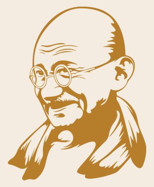 Hindistan 'ın Babası' nın ya da Mahatma Gandhiji 'nin Babası' nın çizimi ya da çizimi.