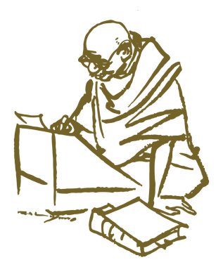 Hindistan 'ın Babası' nın ya da Mahatma Gandhiji 'nin Babası' nın çizimi ya da çizimi.