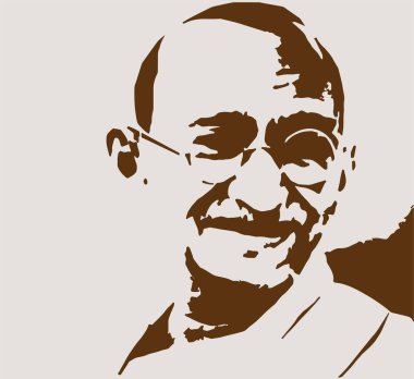 Hindistan 'ın Babası' nın ya da Mahatma Gandhiji 'nin Babası' nın çizimi ya da çizimi.