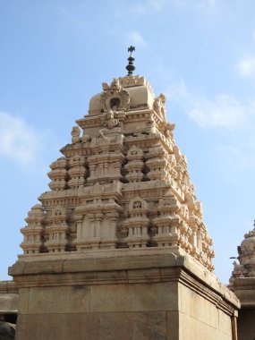 Hindistan 'ın Andhra Pradesh eyaletindeki Lepakshi' de bulunan güzel Veerabhadra Hindu tapınağına yakın plan