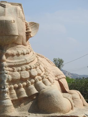 Hindistan 'ın Andhra Pradesh eyaletindeki Lepakshi' de bulunan güzel Veerabhadra Hindu tapınağına yakın plan