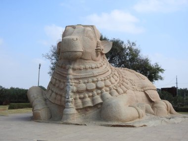 Hindistan 'ın Andhra Pradesh eyaletindeki Lepakshi' de bulunan güzel Veerabhadra Hindu tapınağına yakın plan