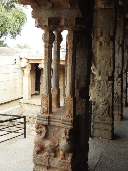 Primo Piano Del Bellissimo Tempio Veerabhadra Indù Situato Lepakshi Nello — Foto Stock