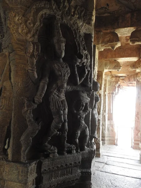 Primo Piano Del Bellissimo Tempio Veerabhadra Indù Situato Lepakshi Nello — Foto Stock