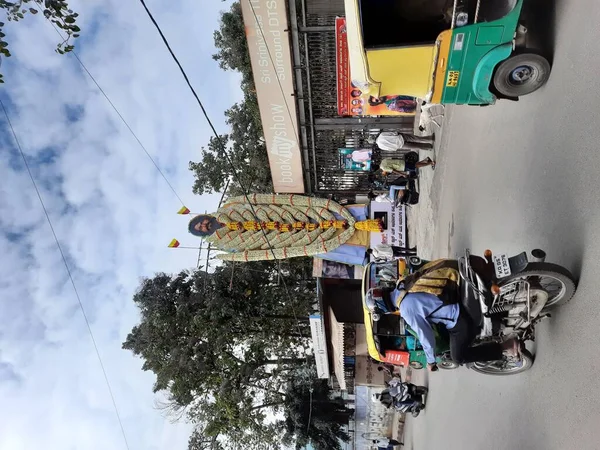 Bangalore Karnataka India Jan 2021 Closeup Cutout Decorated Garlands Rocking — Stock Photo, Image