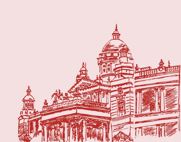 Desenho Esboço Famoso Wodeyar Segundo Maior Palácio Mysore Lalitha Mahal — Vetor de Stock