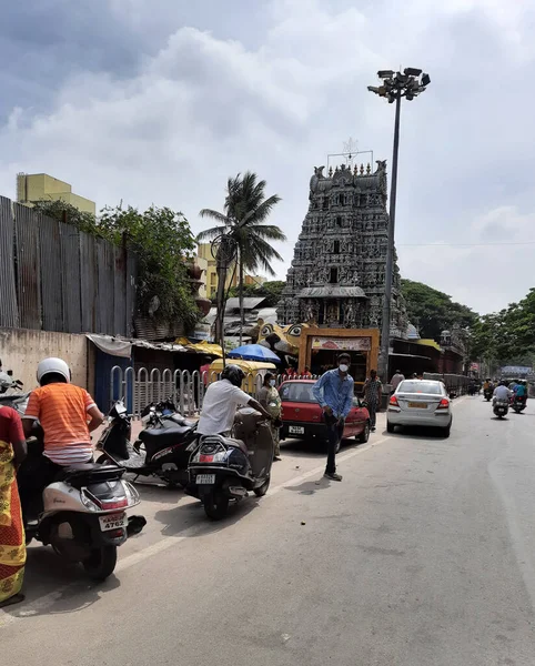 2021年1月10日インド カルナータカ州バンガロールマガディ道路閉鎖アンガラ パラメシュワーリ カリカ デヴィ寺院 — ストック写真