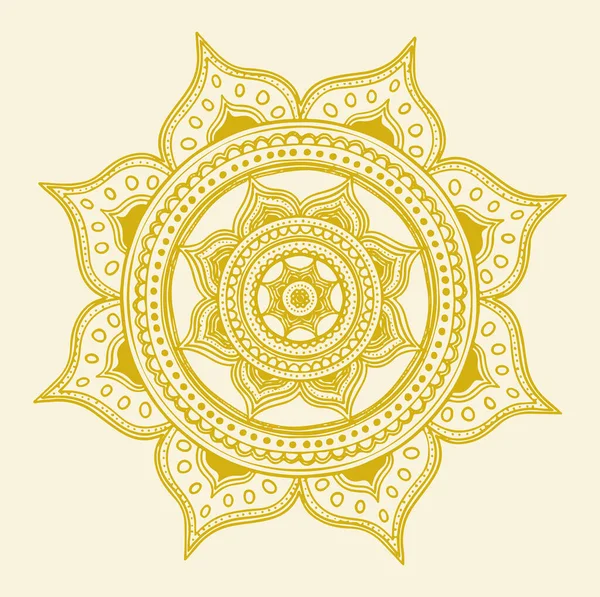 Dibujo Boceto Lotus Mandala Colorido Rangoli Esbozar Ilustración Editable — Vector de stock