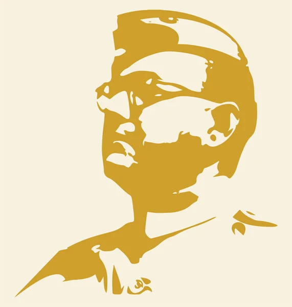 Tekening Schets Van Vrijheid Fighter Netaji Subhas Chandra Bose Outline — Stockvector