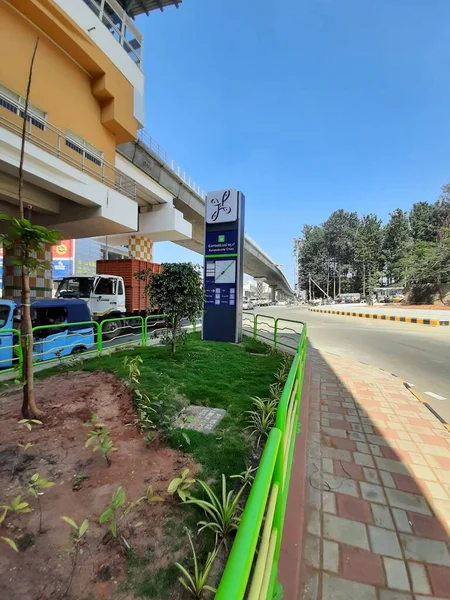 Bangalore Karnataka Índia Jan 2021 Fechar Bela Vista Linha Verde — Fotografia de Stock