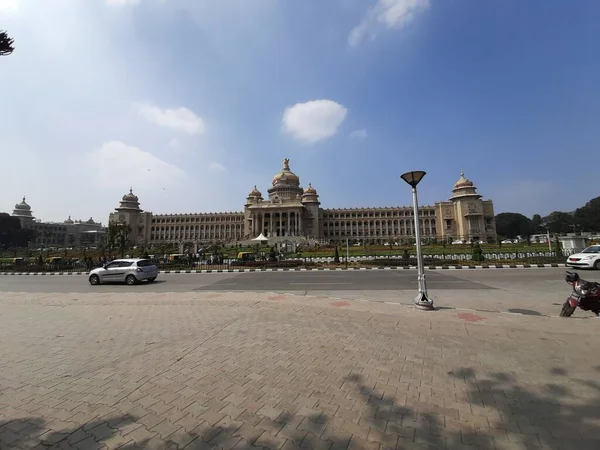 Bangalore Karnataka Indie Stycznia 2021 Zbliżenie Pięknej Vidhana Soudha Znajduje — Zdjęcie stockowe