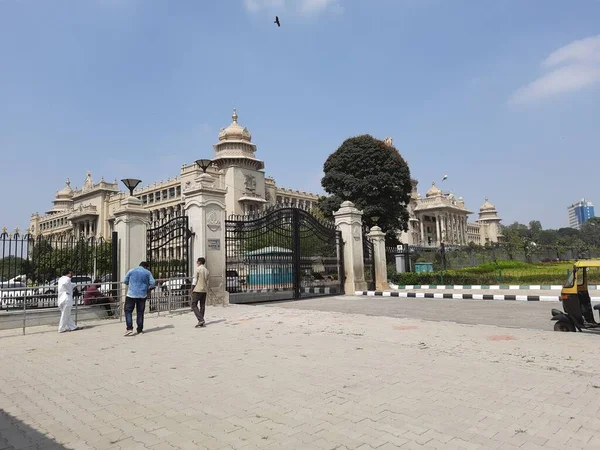 Bangalore Karnataka Indie Stycznia 2021 Zbliżenie Pięknej Vidhana Soudha Znajduje — Zdjęcie stockowe