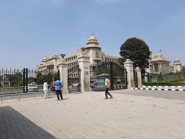 Bangalore Karnataka Indie Stycznia 2021 Zbliżenie Pięknej Vidhana Soudha Znajduje — Zdjęcie stockowe