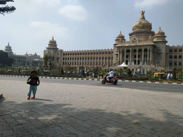 Bangalore Karnataka Indie Stycznia 2021 Zbliżenie Pięknej Vidhana Soudha Znajduje — Zdjęcie stockowe