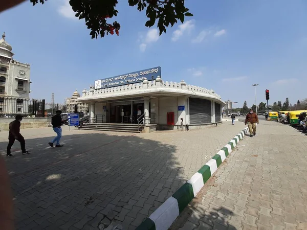 Bangalore Karnataka Hindistan Ocak 2021 Güzel Ambedkar Stasyonu Vidhana Soudha — Stok fotoğraf