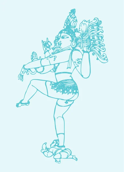 Dibujo Boceto Señor Shiva Parvati Ilustración Contorno Editable — Vector de stock