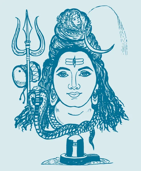 Een Tekening Schets Van Lord Shiva Parvati Bewerkbare Schets Illustratie — Stockvector