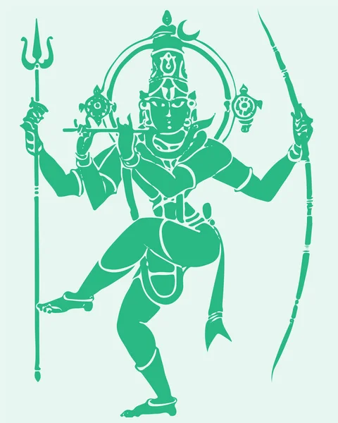 Disegno Schizzo Lord Shiva Parvati Illustrazione Contorno Modificabile — Vettoriale Stock