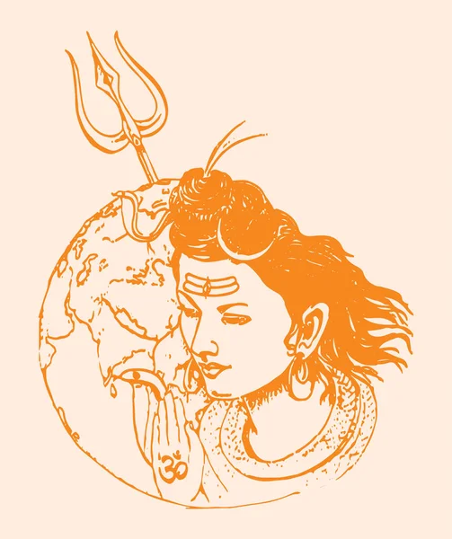 Egy Rajz Vagy Vázlat Lord Shiva Parvati Szerkeszthető Vázlat Illusztráció — Stock Vector