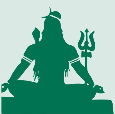 Hindistan 'ın ünlü ve güçlü tanrısı Lord Shiva' nın çizimi veya çizimi ve sembolleri düzenlenebilir siluet çizimi