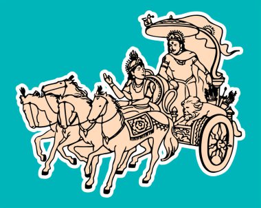 Hint destanı Mahabharata 'nın Lord Krishna' sının çizimi veya çizimi vishwaroopa 'yı gösteriyor ve Kurukshetra Savaşı' nın düzenlenebilir bir taslağında Gita 'ya anlatıyor.