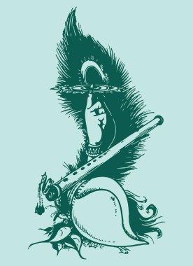 Hint destanı Mahabharata 'nın Lord Krishna' sının çizimi veya çizimi vishwaroopa 'yı gösteriyor ve Kurukshetra Savaşı' nın düzenlenebilir bir taslağında Gita 'ya anlatıyor.