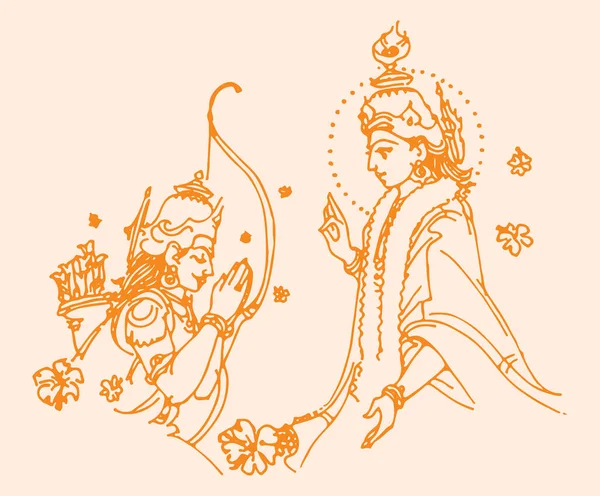 Kresba Nebo Náčrt Hinduistického Epického Mahabharatova Pána Krišna Zobrazující Vishwaroopu — Stockový vektor