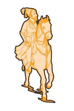 Chhatrapati Shivaji Maharaj Hint hükümdarı ve Bhonsle Maratha klanının ana hatları, silüet düzenlenebilir illüstrasyon üyesi.