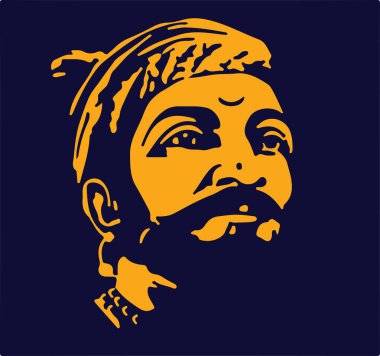 Chhatrapati Shivaji Maharaj Hint hükümdarı ve Bhonsle Maratha klanının ana hatları, silüet düzenlenebilir illüstrasyon üyesi.